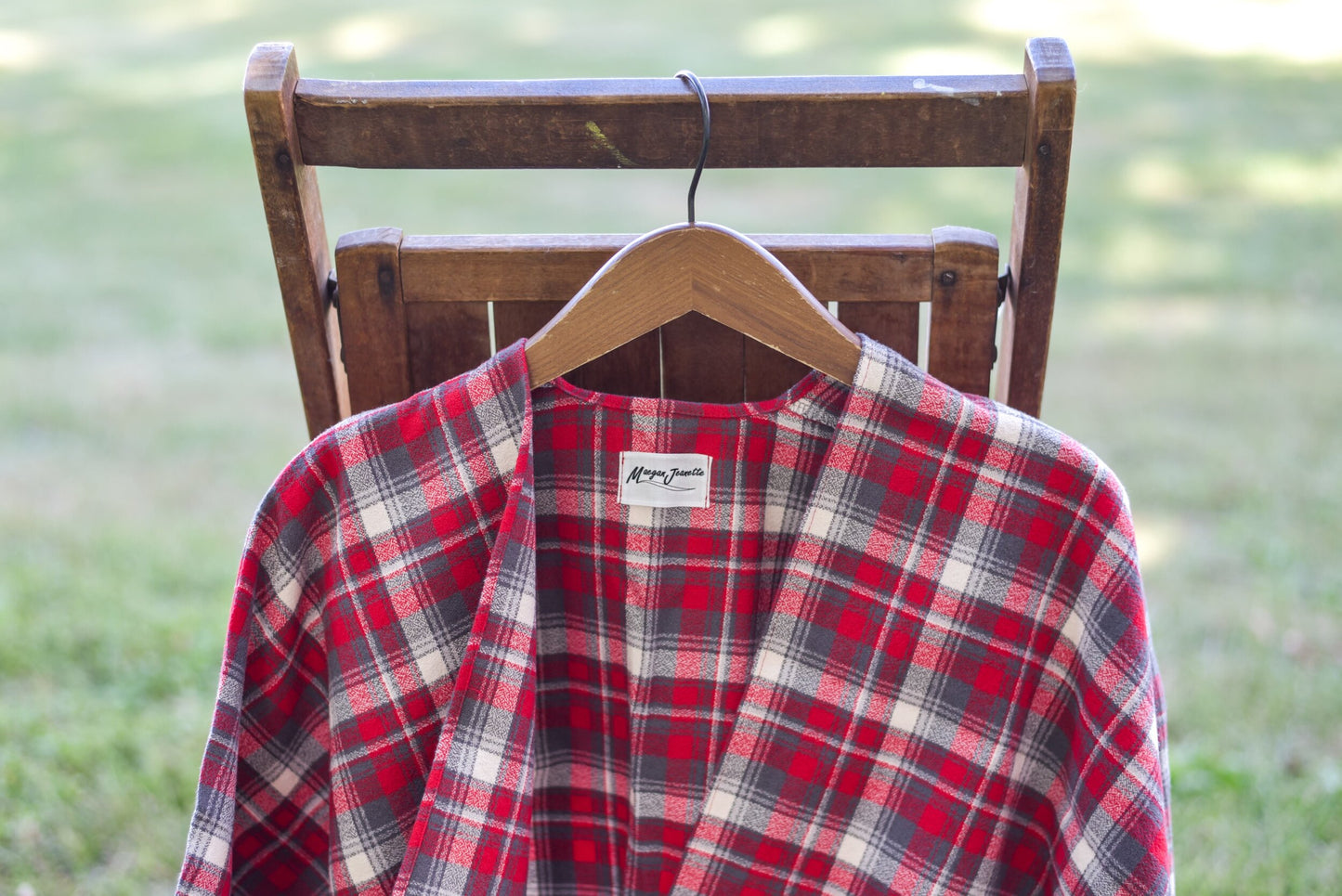 Red & Gray Plaid Poncho