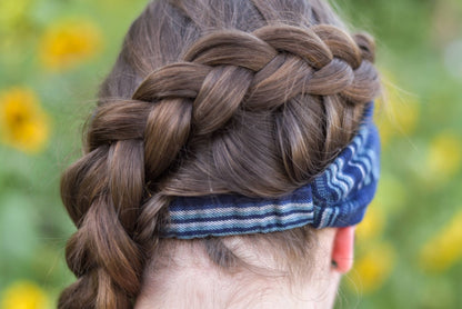 Navy Blue Stripe Twist Headband