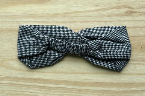 Black and White Houndstooth Flannel Headband