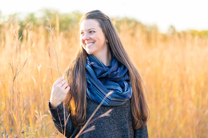 Navy Blue Stripe Infinity Scarf