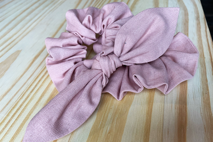 Pink Linen Scrunchie