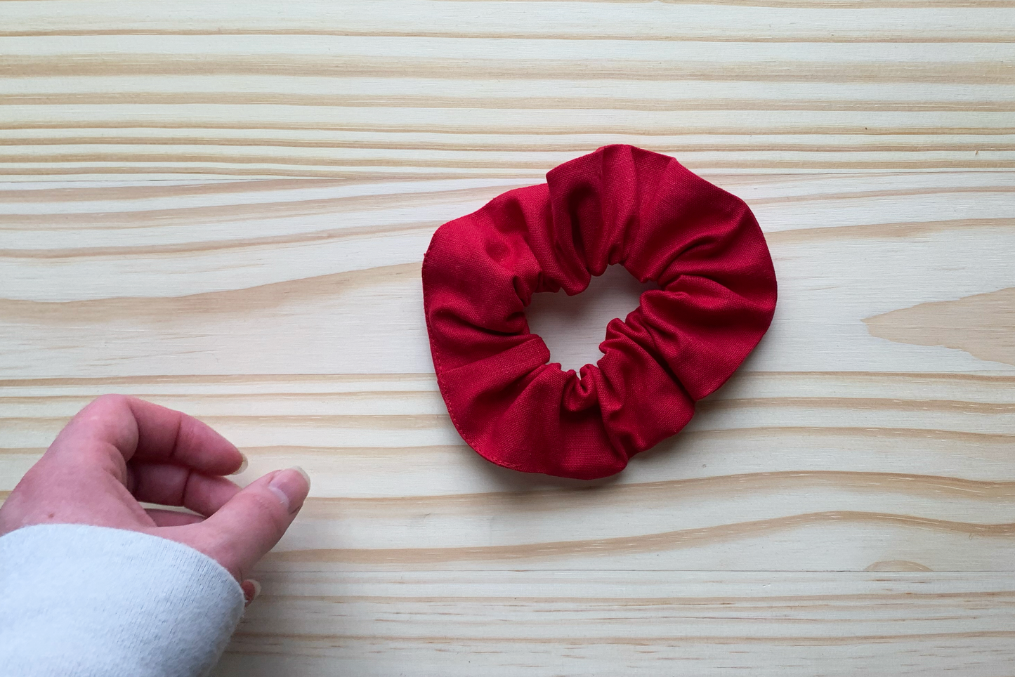 Red Linen Scrunchie