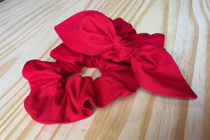 Red Linen Scrunchie