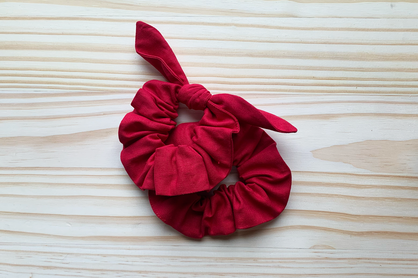 Red Linen Scrunchie