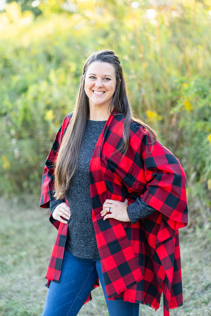 Red Buffalo Plaid Poncho