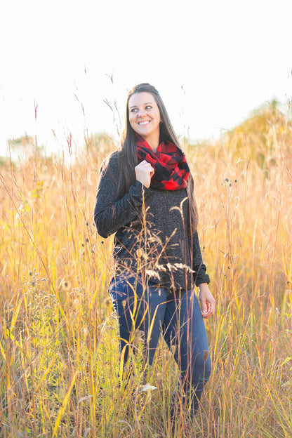 Red Buffalo Plaid Flannel Infinity Scarf