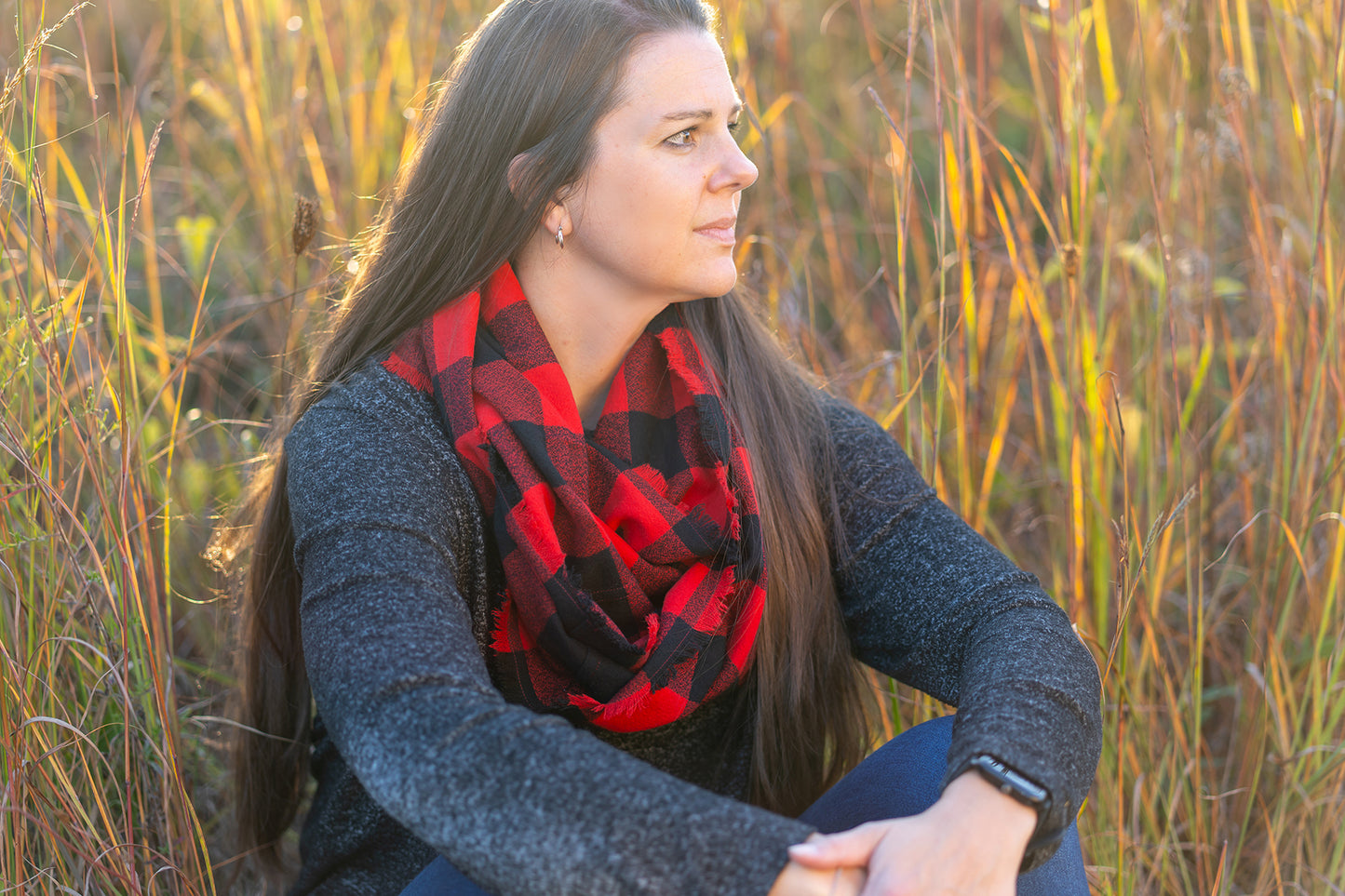 Red Buffalo Plaid Flannel Infinity Scarf
