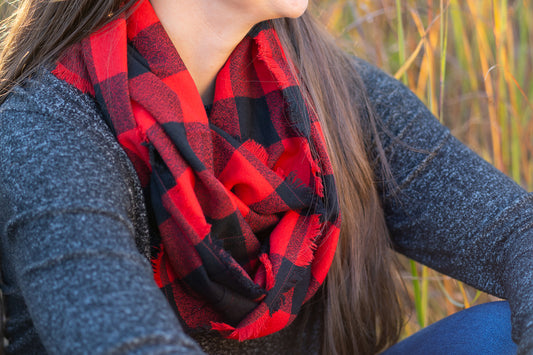 Red Buffalo Plaid Flannel Infinity Scarf