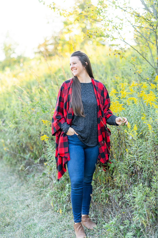 Red Buffalo Plaid Poncho