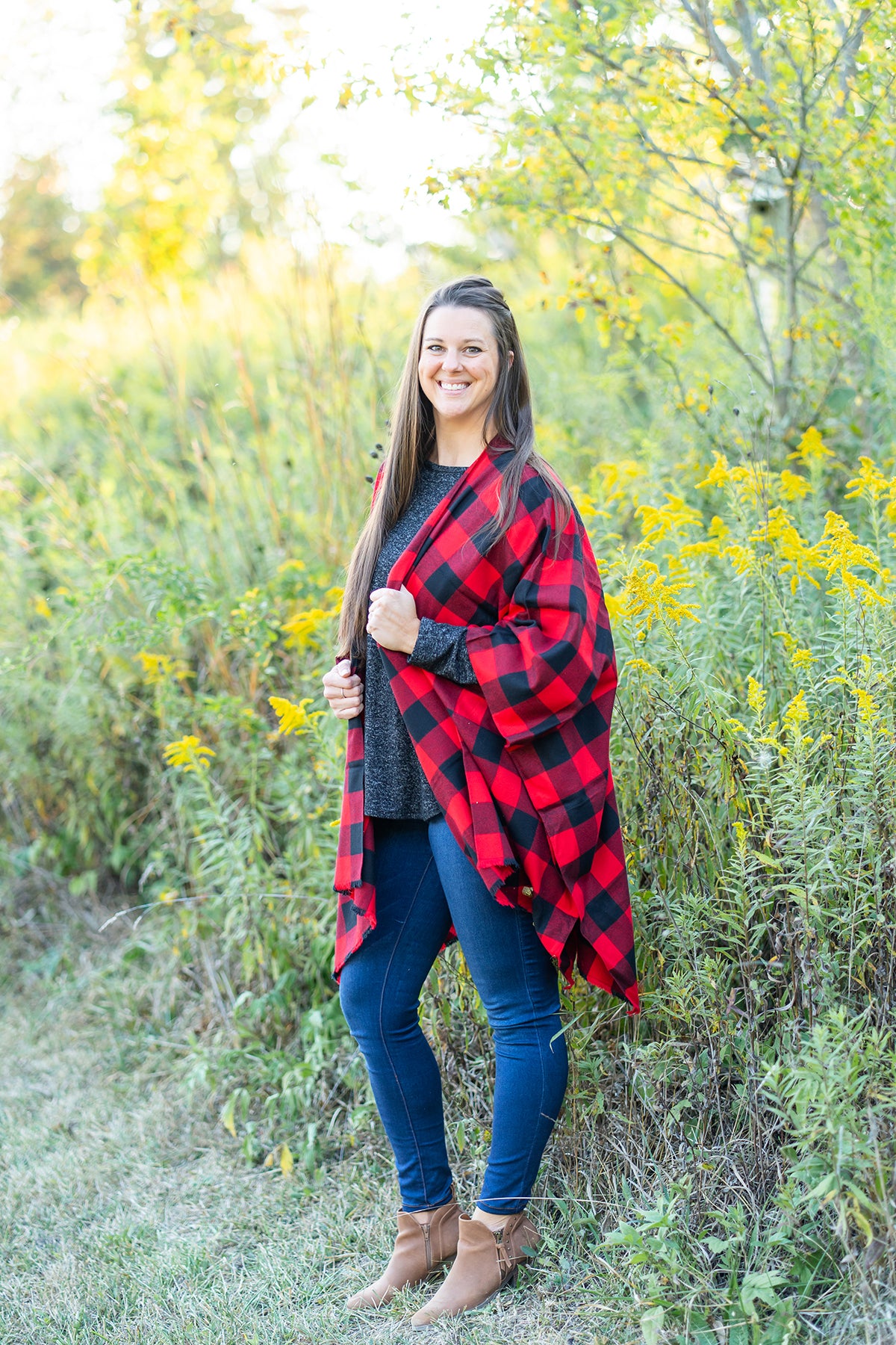 Red Buffalo Plaid Poncho