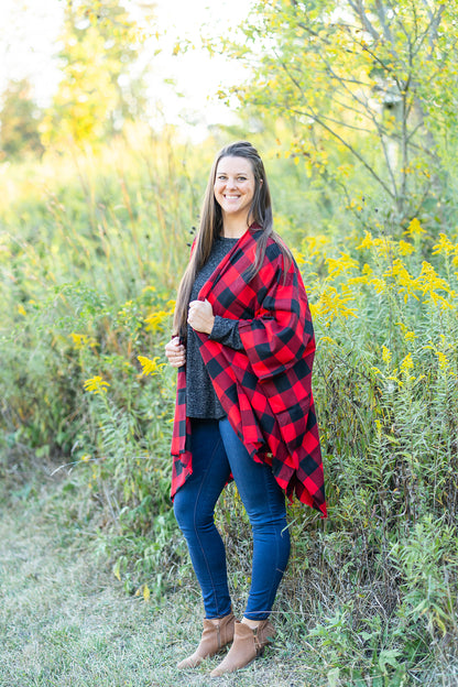 Red Buffalo Plaid Poncho
