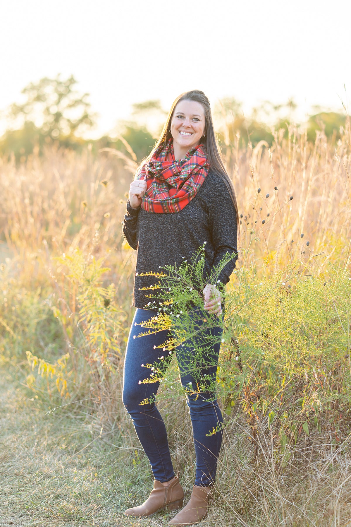 Red Tartan Plaid Flannel Infinity Scarf