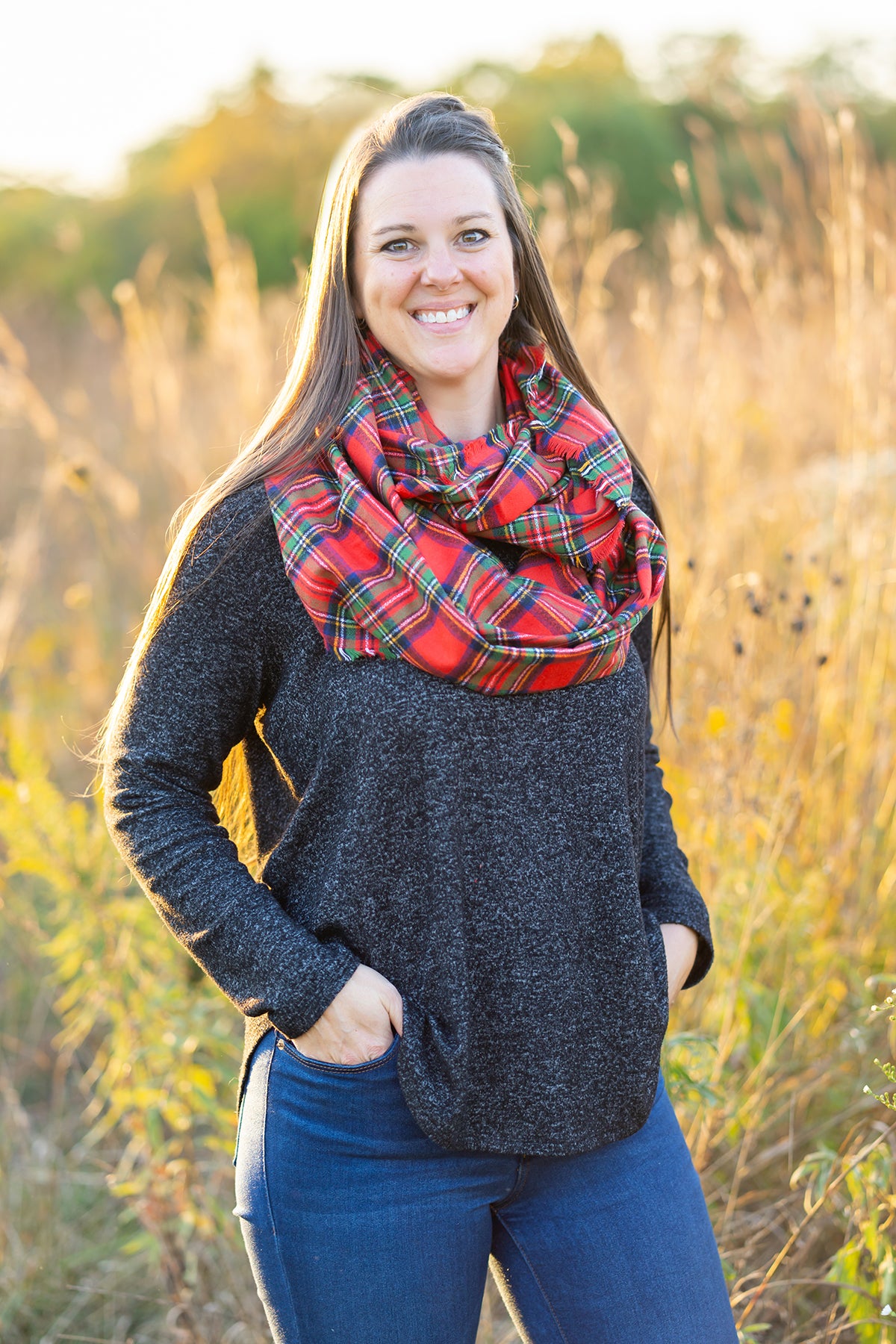 Red Tartan Plaid Flannel Infinity Scarf