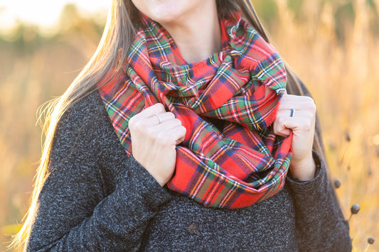 Red Tartan Plaid Flannel Infinity Scarf