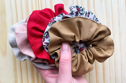 Red Linen Scrunchie