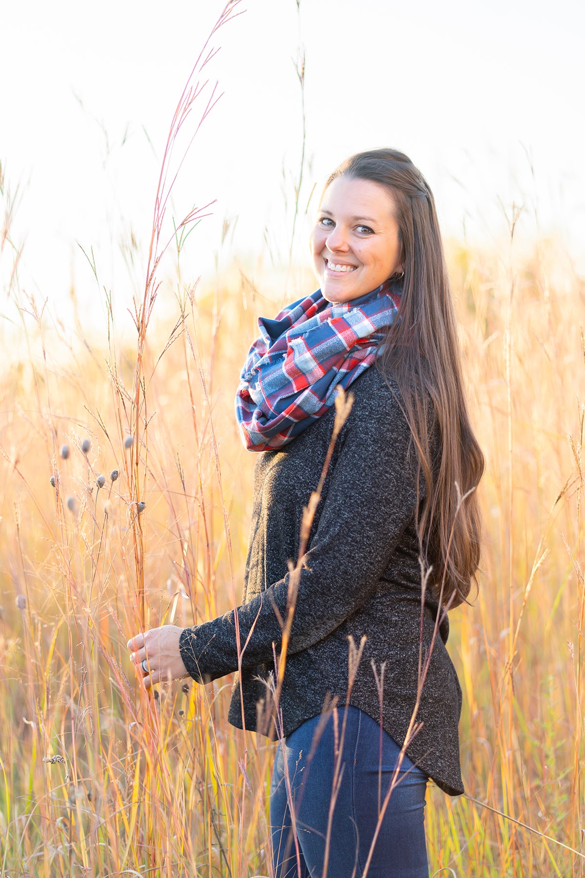 Red, White, Blue Plaid Flannel Infinity Scarf