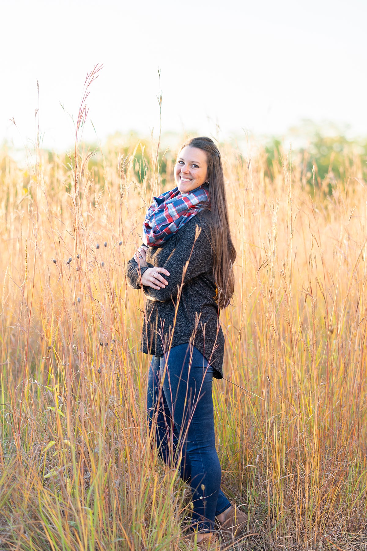 Red, White, Blue Plaid Flannel Infinity Scarf