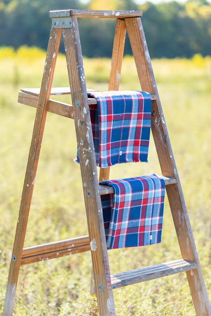 Red, White, Blue Plaid Flannel Infinity Scarf