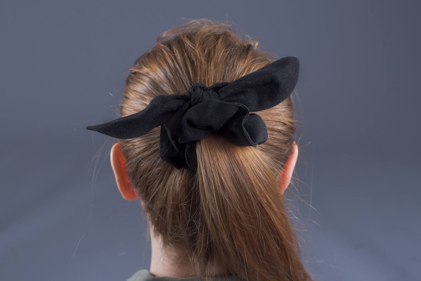 Black Linen Scrunchie