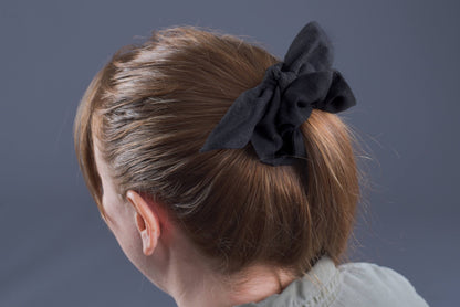 Black Linen Scrunchie