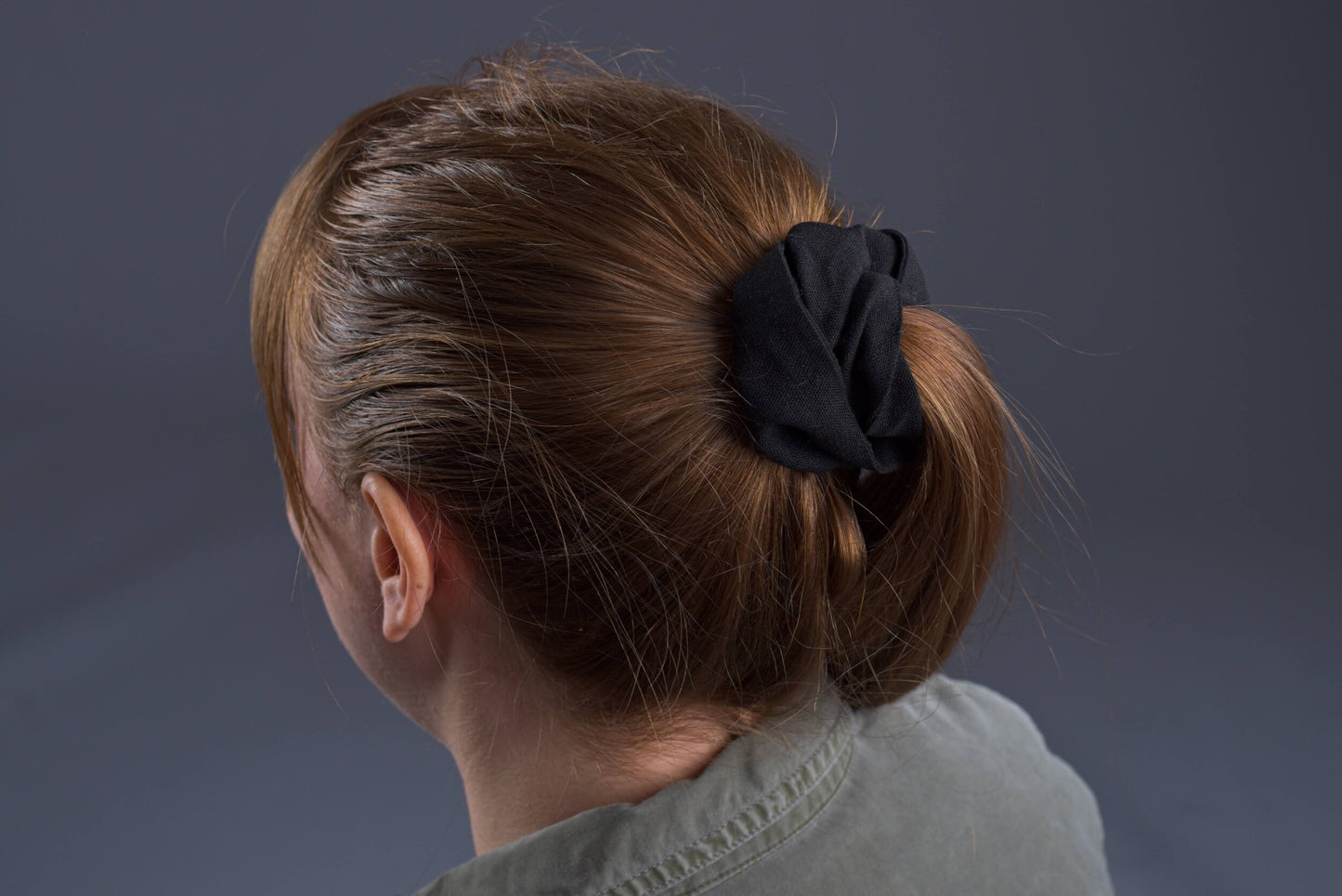 Black Linen Scrunchie