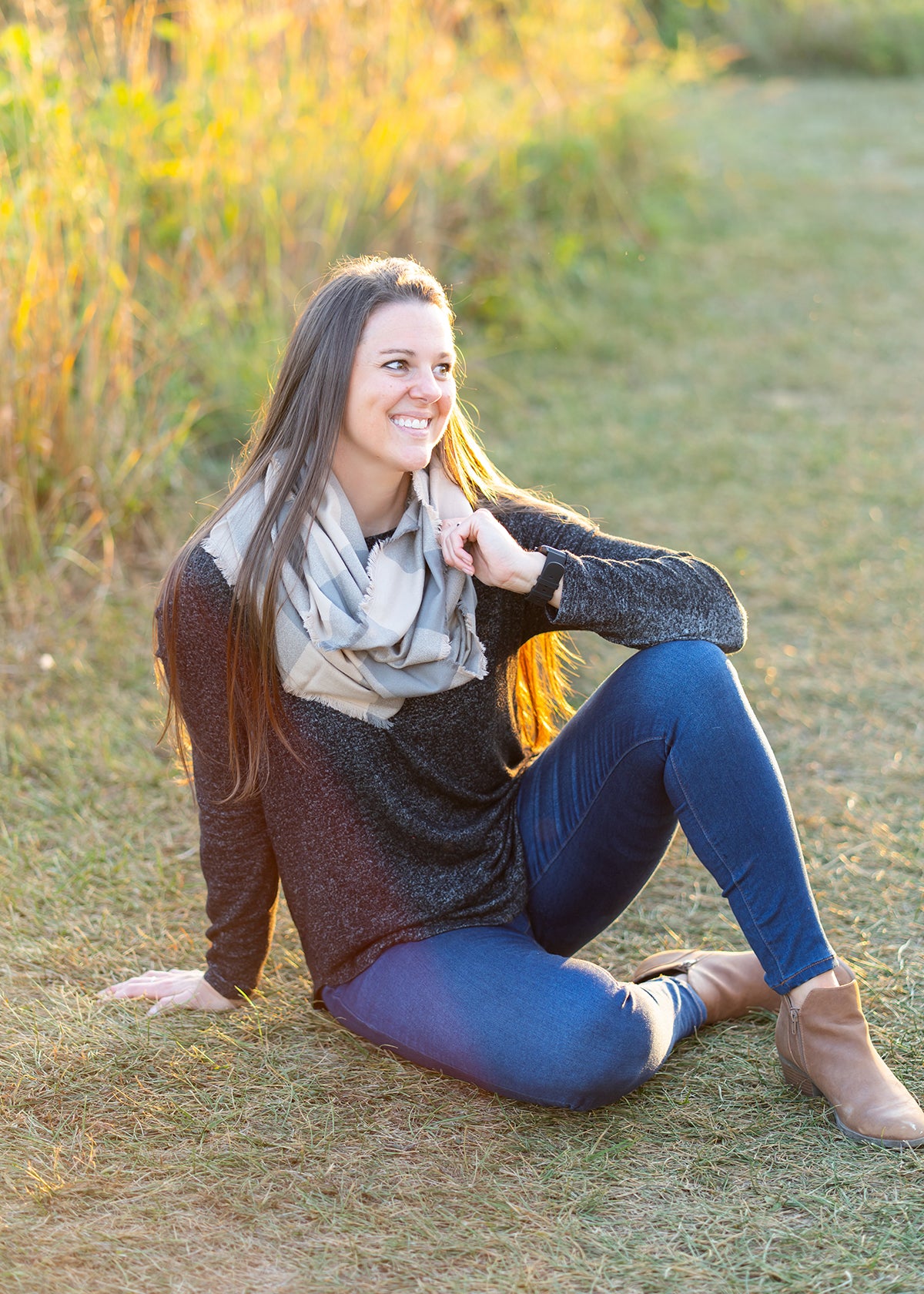 Tan & Gray Buffalo Plaid Flannel Infinity Scarf