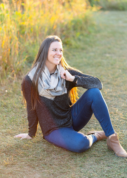 Tan & Gray Buffalo Plaid Flannel Infinity Scarf
