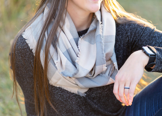 Tan & Gray Buffalo Plaid Flannel Infinity Scarf
