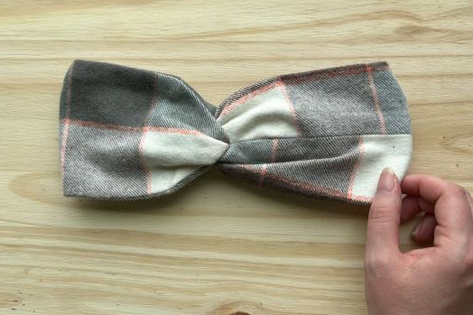 Pink, tan, gray plaid flannel Headband