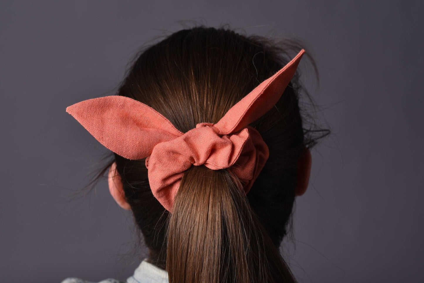 Coral Pink Linen Scrunchie