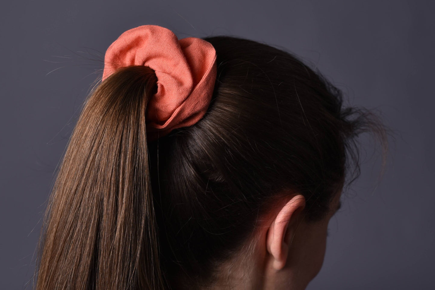 Coral Pink Linen Scrunchie