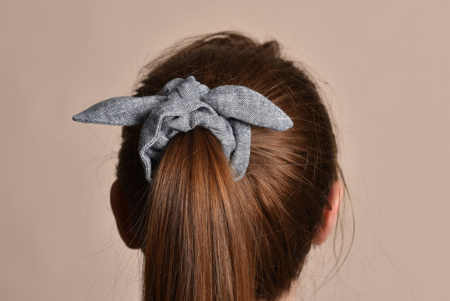 Gray Linen Scrunchie