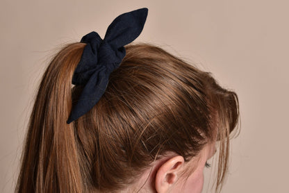 Navy Linen Scrunchie