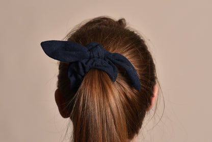 Navy Linen Scrunchie