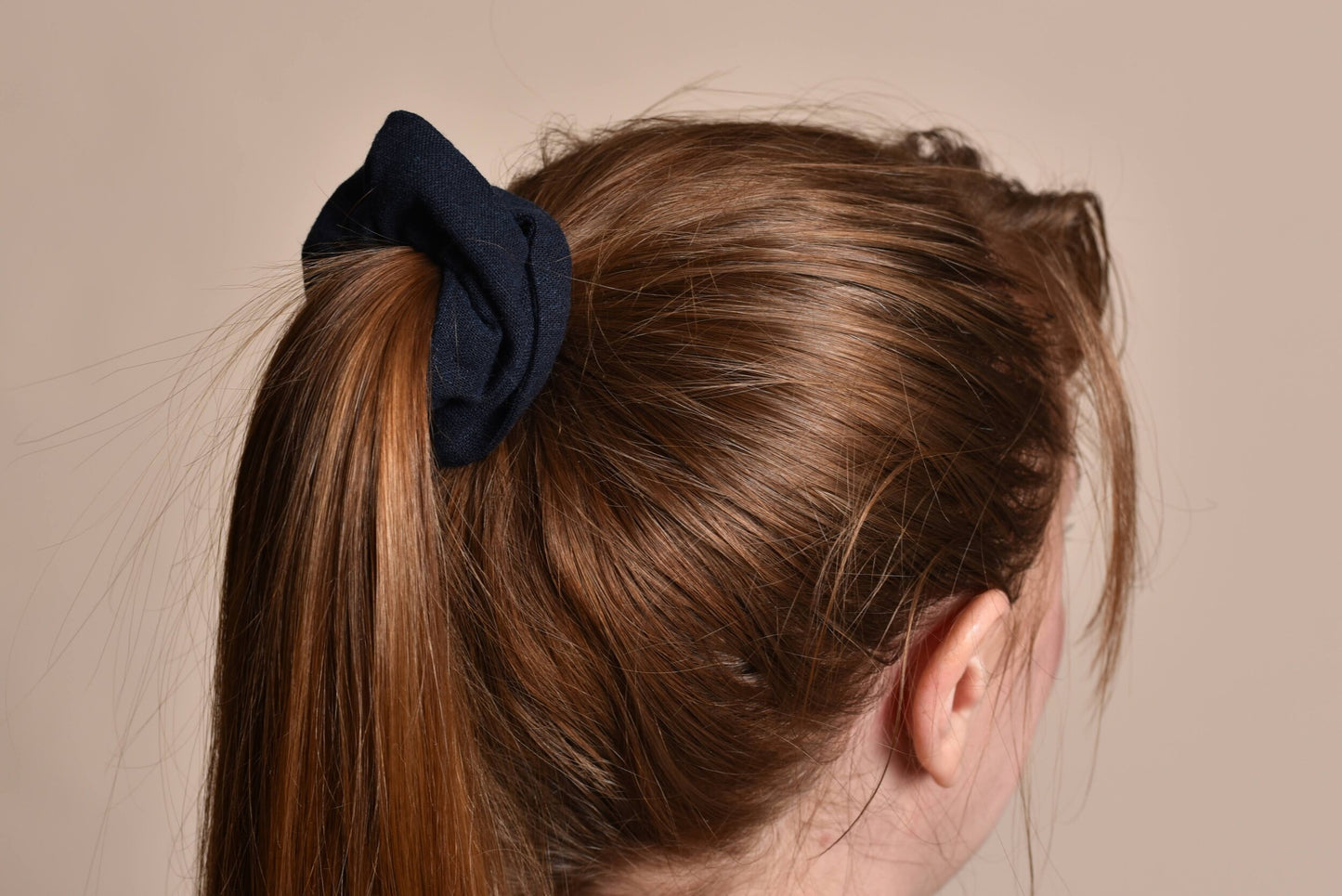 Navy Linen Scrunchie