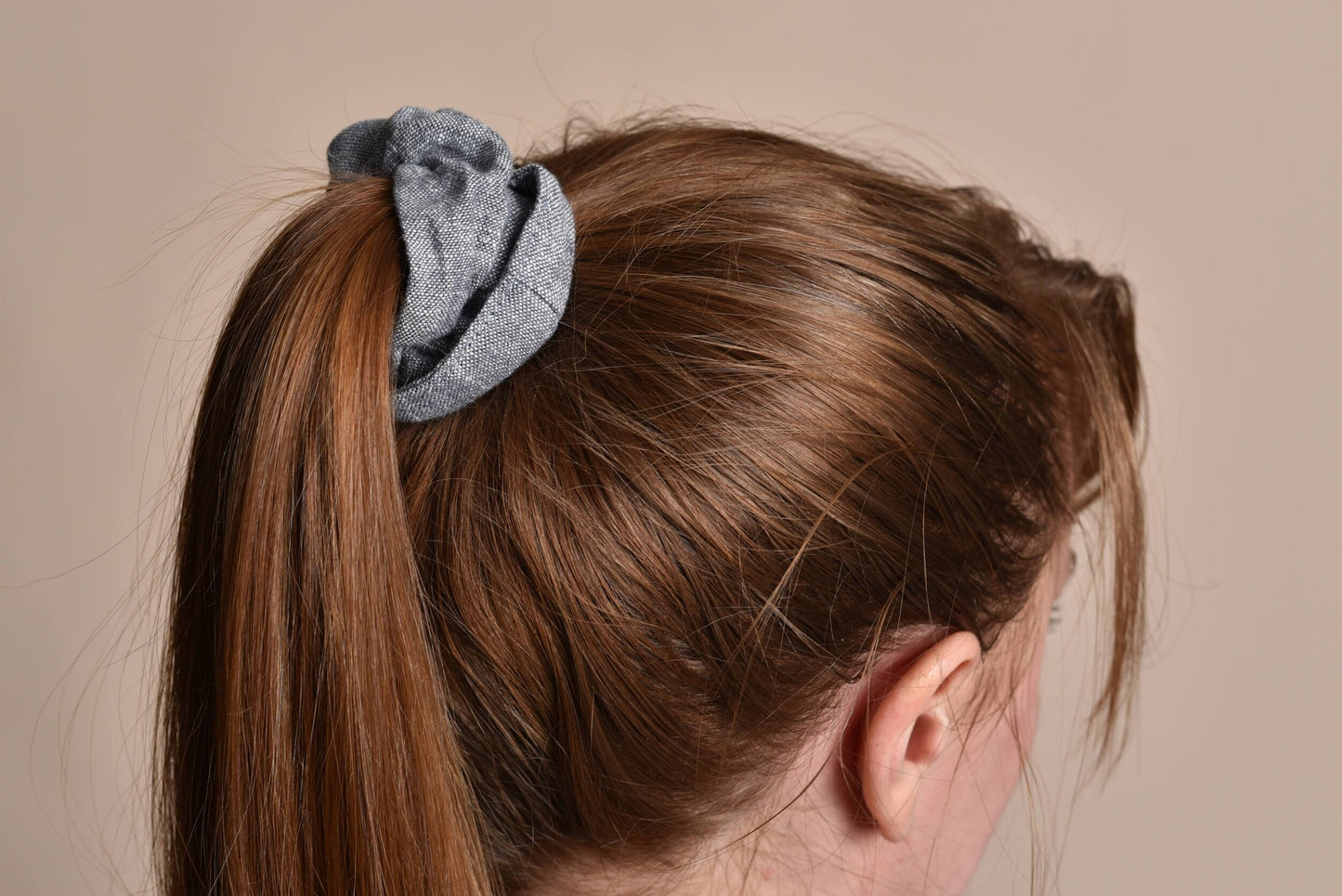 Gray Linen Scrunchie