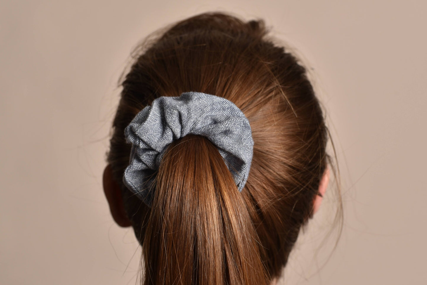 Gray Linen Scrunchie