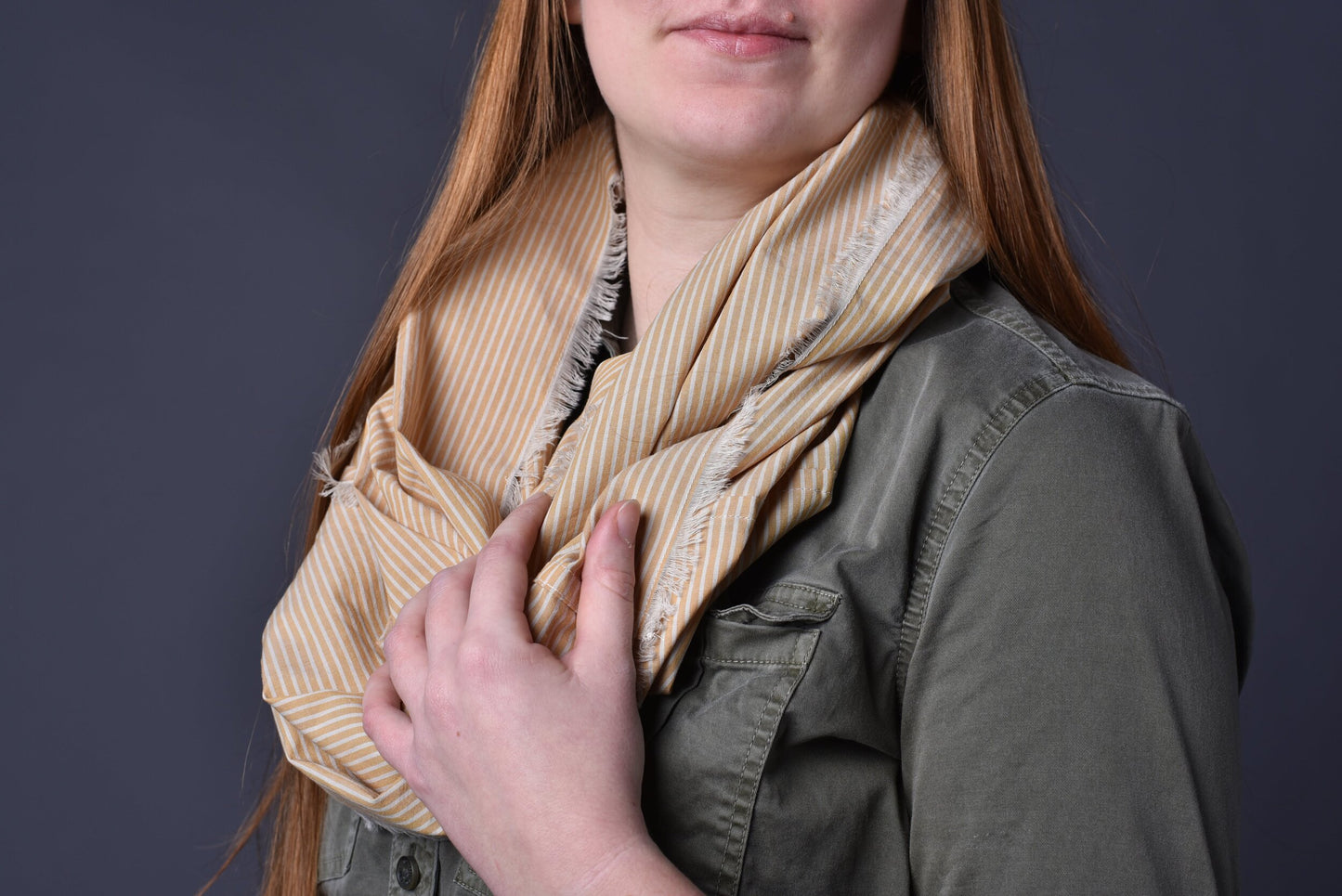 Mustard Yellow Stripe Infinity Scarf