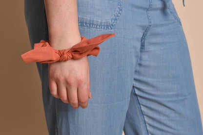 Coral Pink Linen Scrunchie