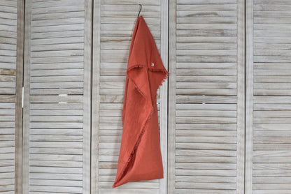 Coral Pink Linen Infinity Scarf