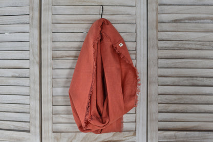 Coral Pink Linen Infinity Scarf