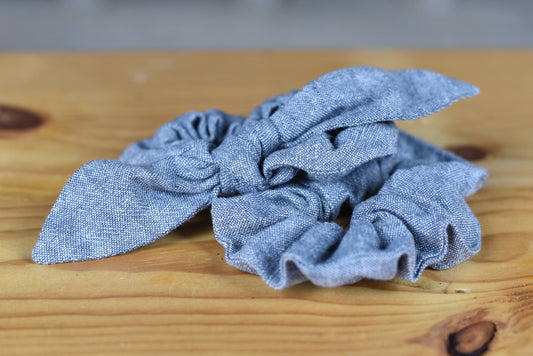 Gray Linen Scrunchie