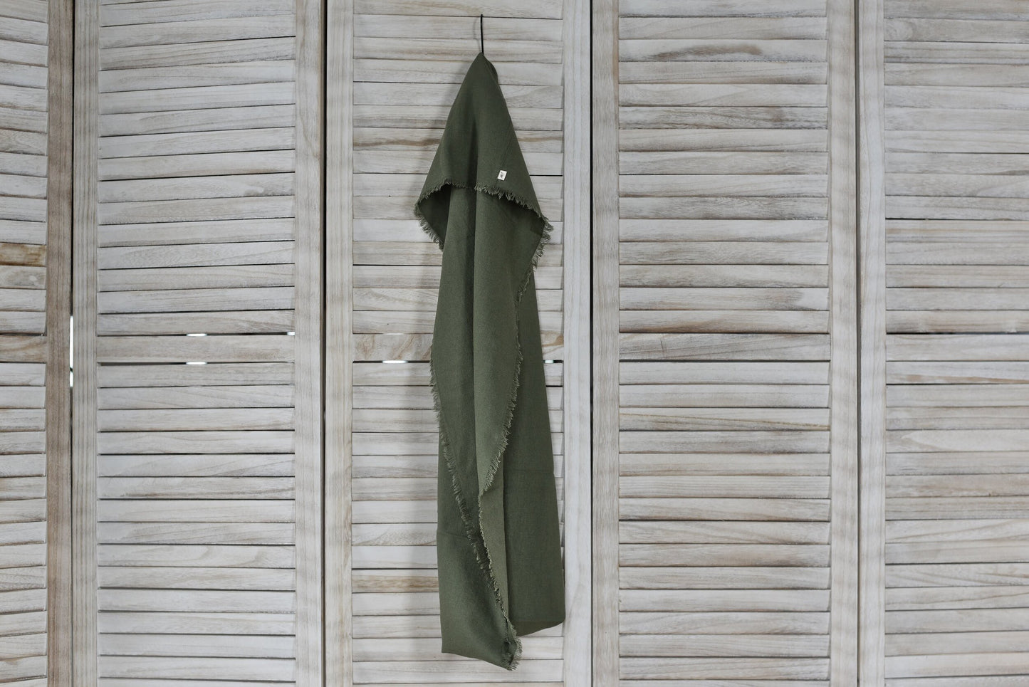 Olive Green Linen Infinity Scarf