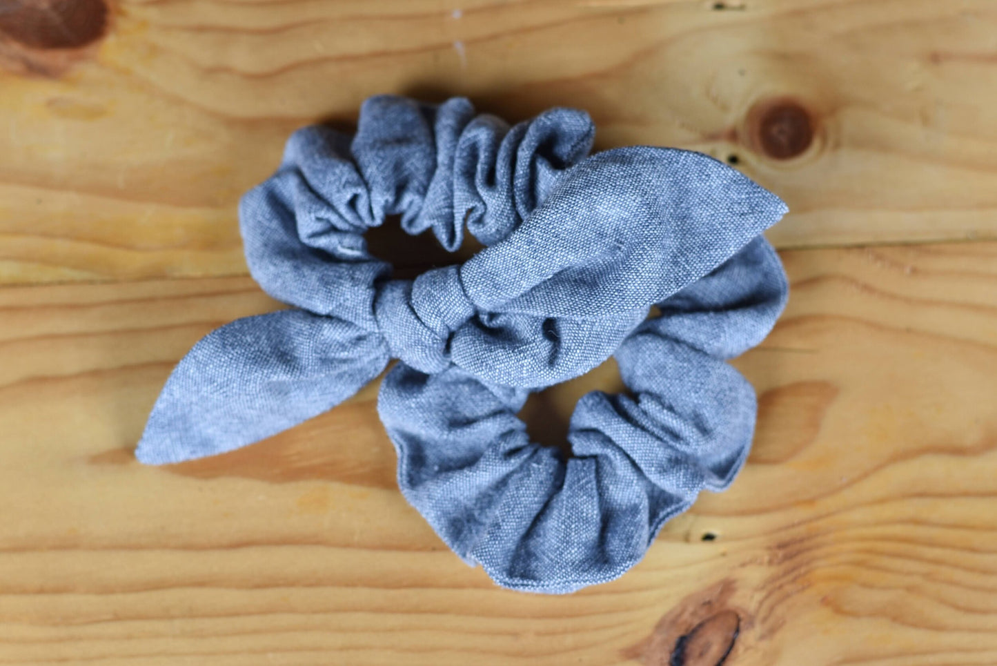 Gray Linen Scrunchie