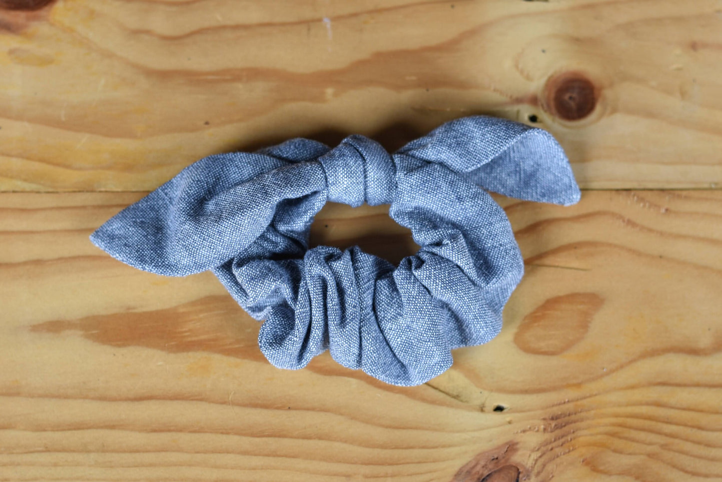 Gray Linen Scrunchie