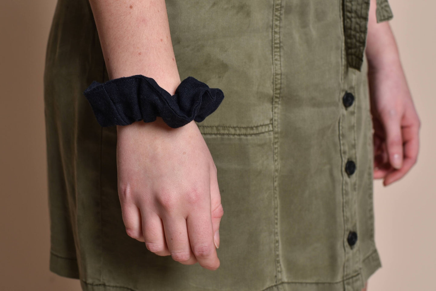 Navy Linen Scrunchie