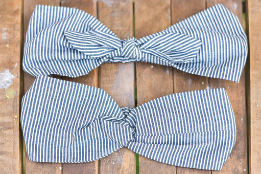 Navy Railroad Stripe Headband