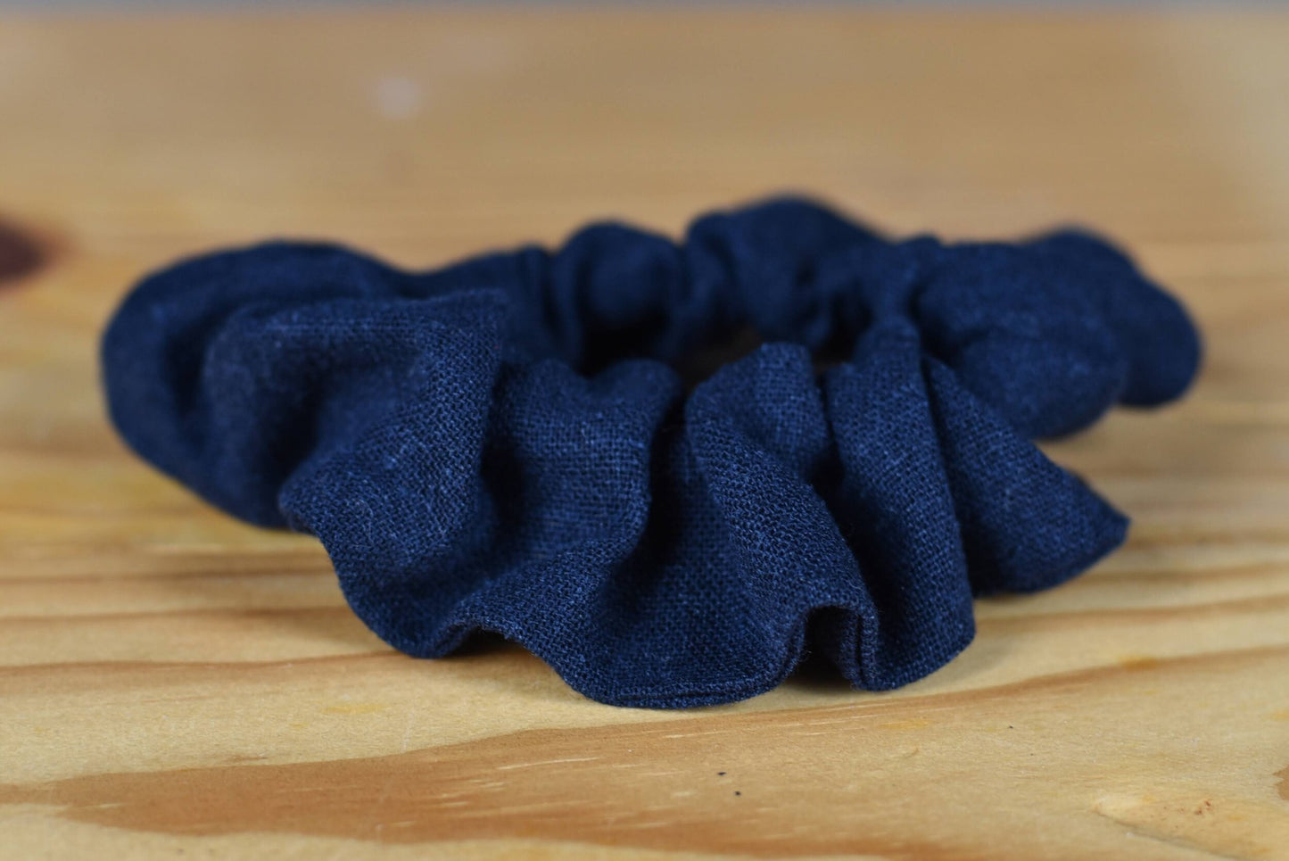 Navy Linen Scrunchie