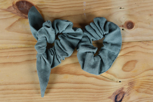 Olive Green Linen Scrunchie