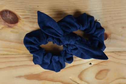 Navy Linen Scrunchie